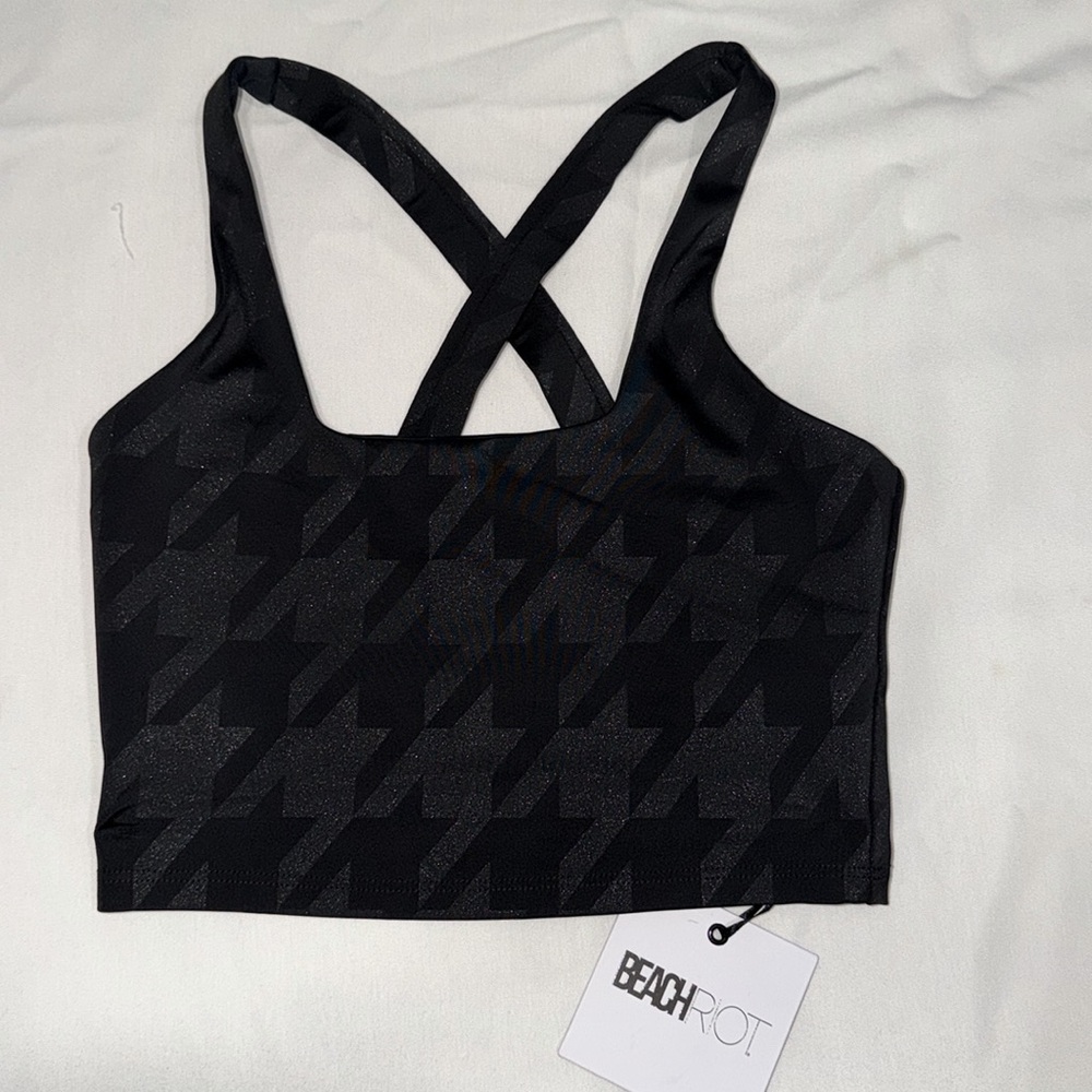 BEACH RIOT Katya Top in Gunmetal Houndstooth, SMALL - Picture 2 of 8